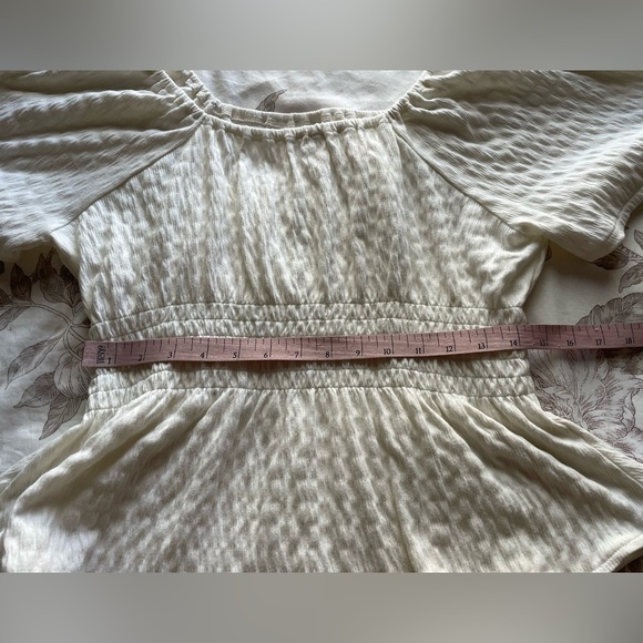 Madewell Gauzy Smocked Square Neck Crinkle Top Medium White Beach Summer Classic - Picture 4 of 5